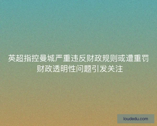 英超指控曼城严重违反财政规则或遭重罚 财政透明性问题引发关注 英超指控曼城严重违反财政规则或遭重罚 财政透明性问题引发关注